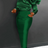 Aomei Long Sleeve Ruffle Shiny Bodycon Dress Maxi