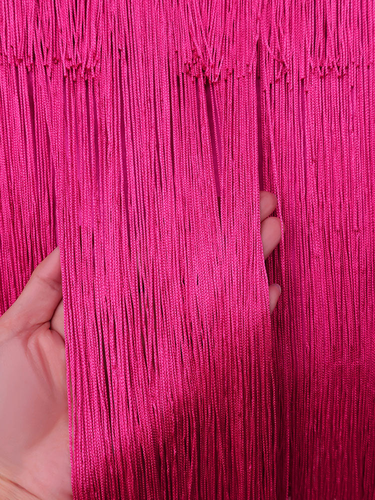 AOMEIDRESS Shiny Rose Satin Slim Dress with Draped Neckline Fringe