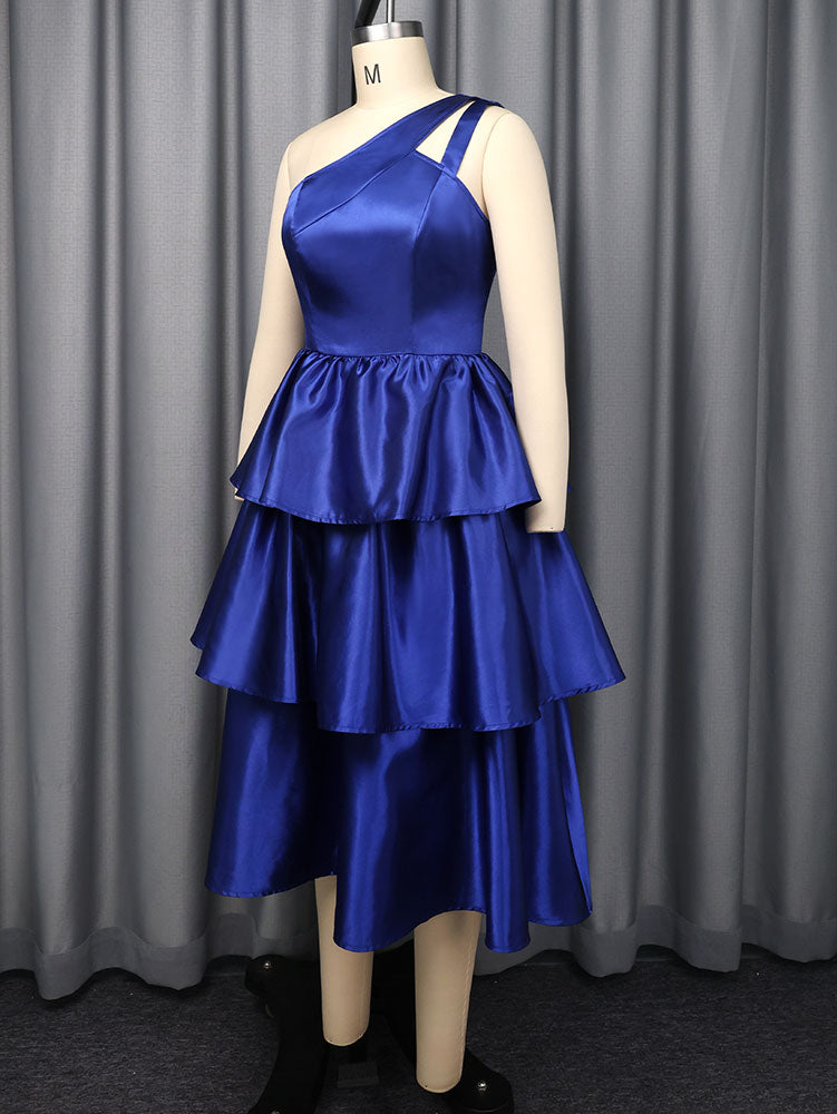 AOMEIDRESS Shiny One Shoulder Ruffle Layered Christmas Party Dresses