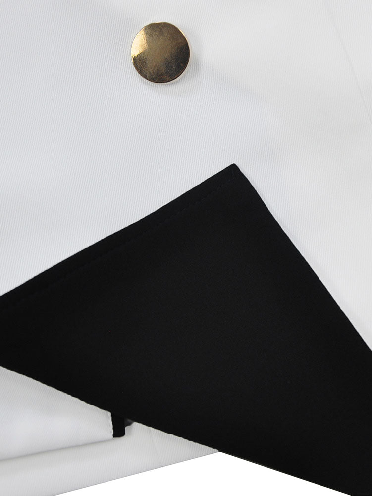 AOMEIDRESS Colorblock Blazer Lapel and Pocket Trim Office Lady Wear