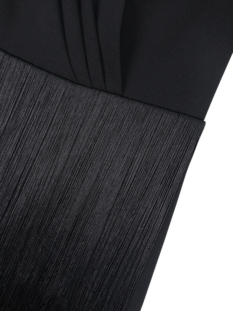 AOMEIDRESS Elegant Black Fringer Mini Dress For Party Evening