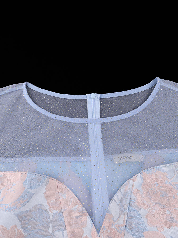 AOMEIDRESS Chic Jacquard Bodycon Dress Sheer Party Weddings Gown