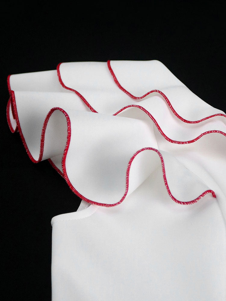 AOMEIDRESS Colorblock Two Piece Set Ruffles Top Mermaid Skirt