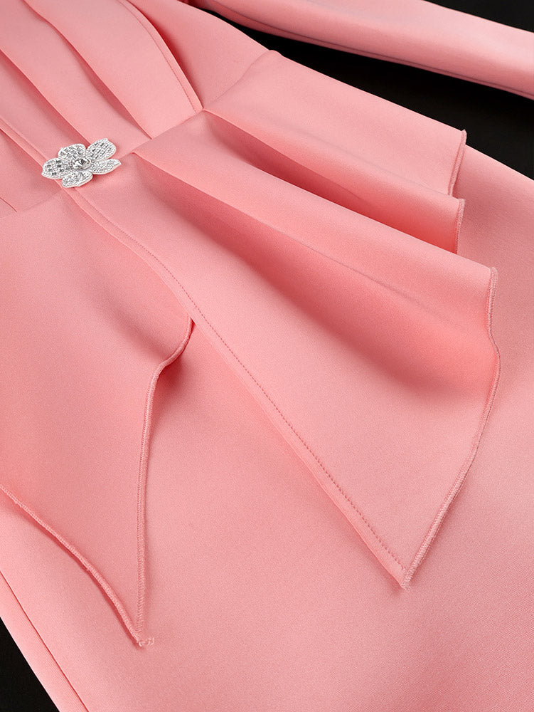 AOMEIDRESS Office Lady Package Hip Dress O Neck Long Sleeves Peplum
