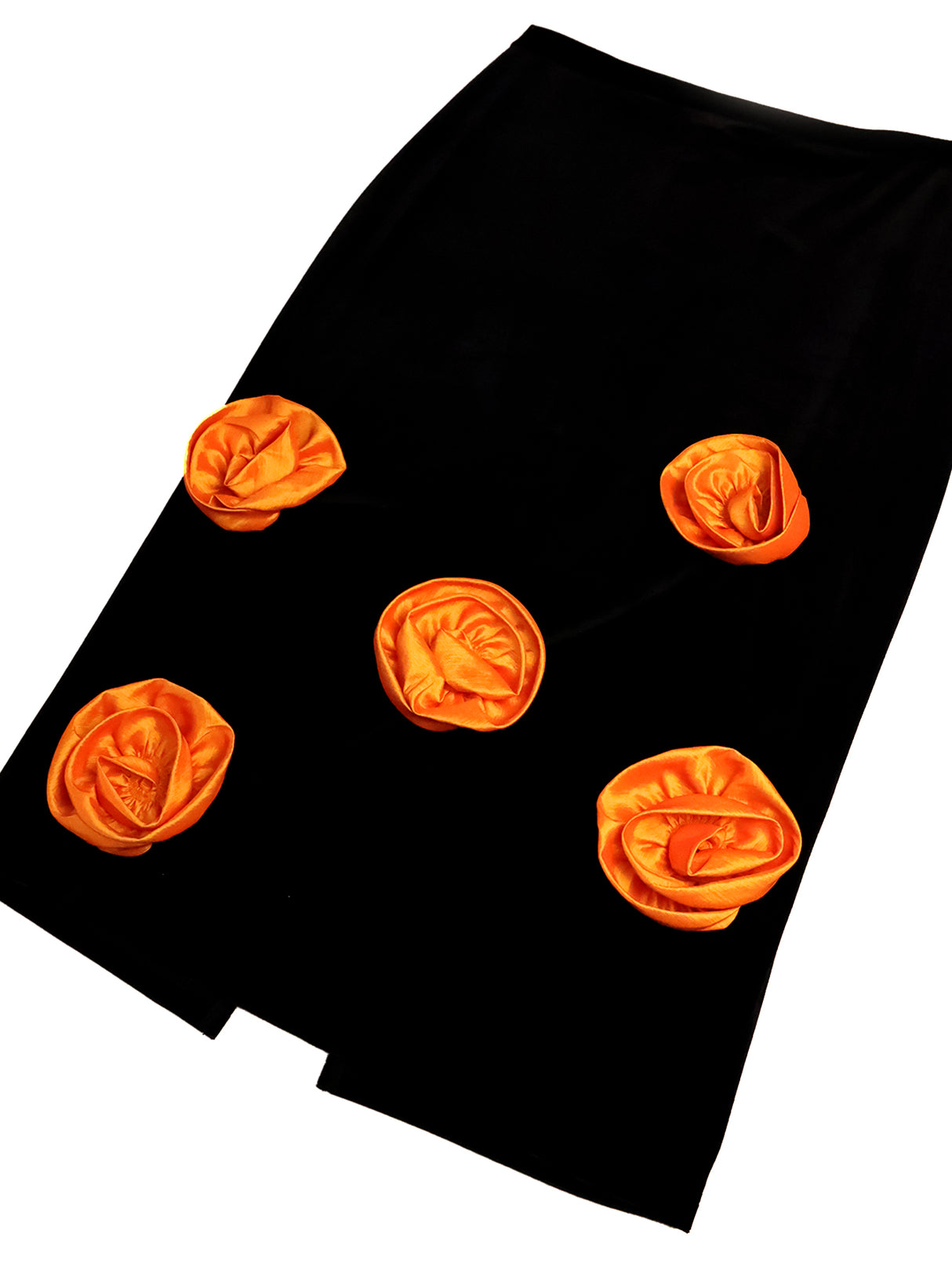 AOMEIDRESS Elegant Black Velvet Bodycon Skirt with Orange 3D Floral