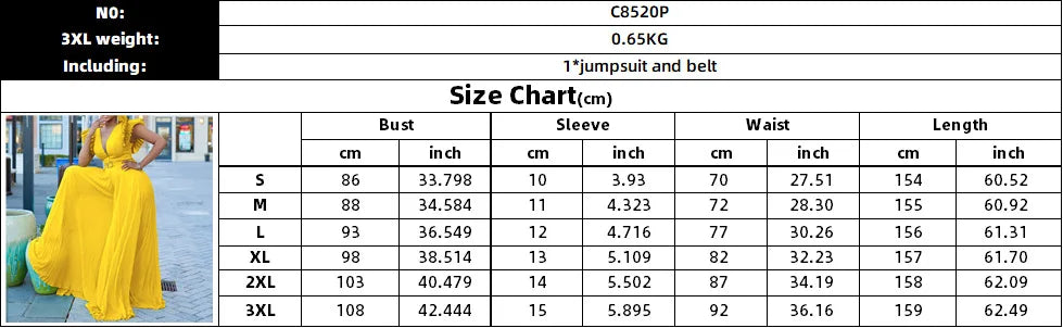 Women Wide Leg Jumpsuits Pleated High Waist V Neck Ruffles African Female One Piece Rompers