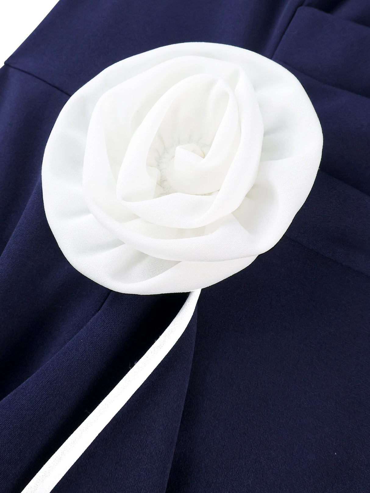 AOMEIDRESS Elegant Navy Bodycon Ruffles Church Dress with 3D Flower