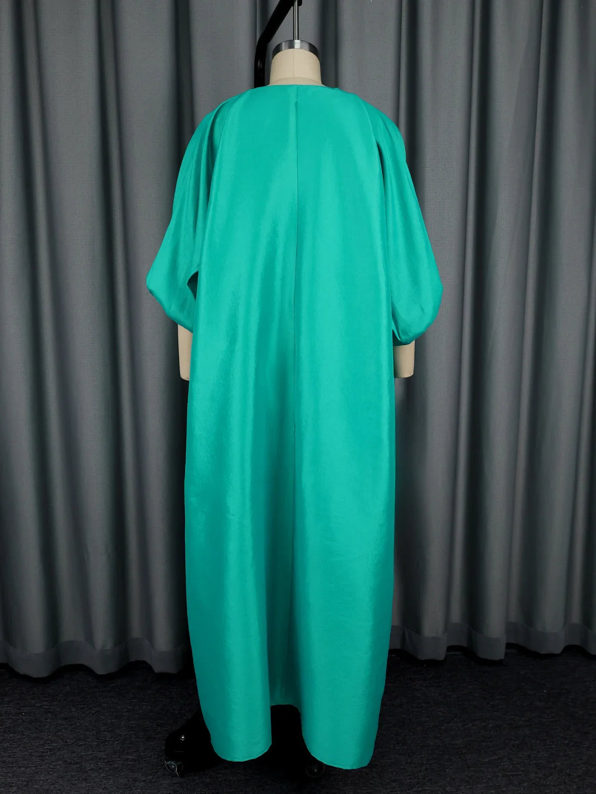 Elegant Women Long Boubou Dresses Pleated Evening V Neck Lantern Sleeve African