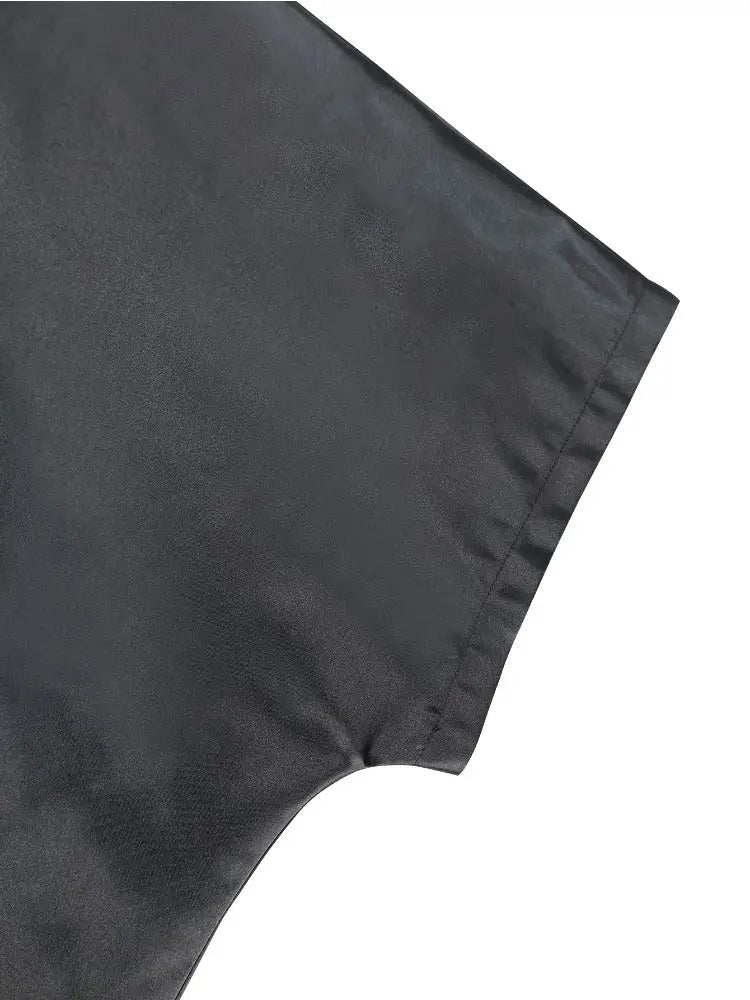 African Shiny Boubou V Neck Dresses Half Sleeves Lace Patchwork black / One Size