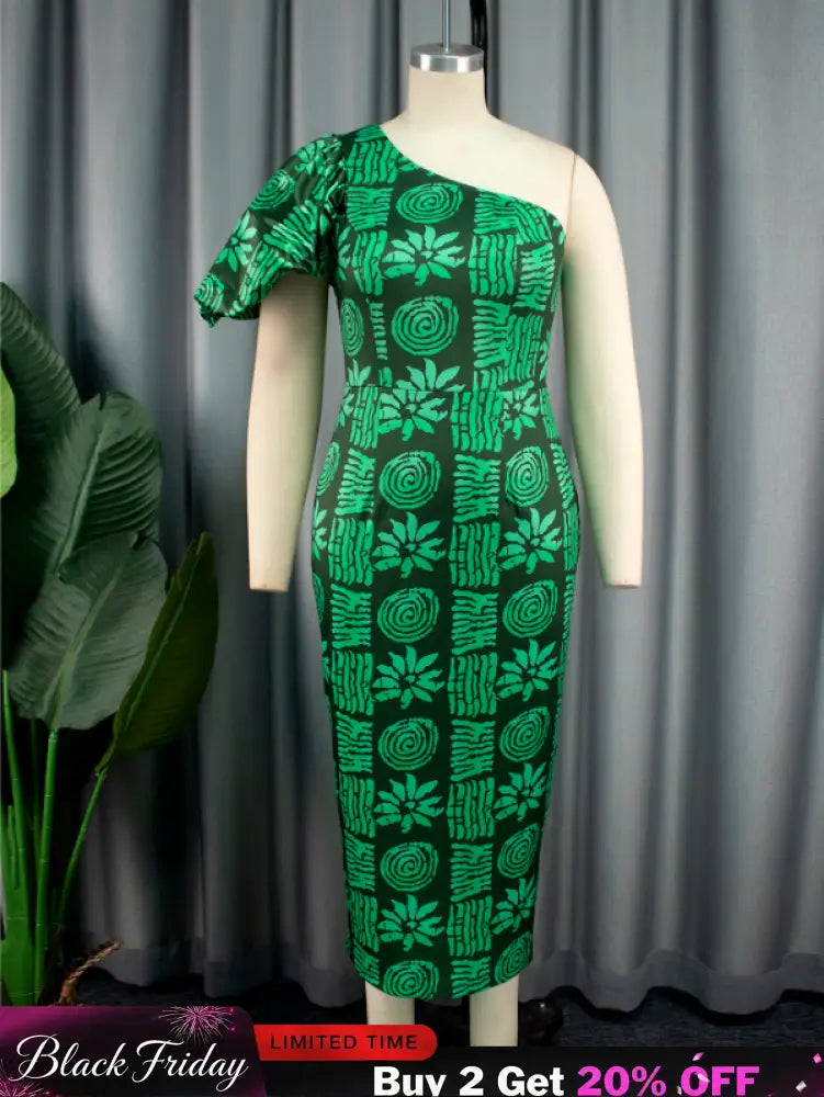 green printed bodycon dresses for women