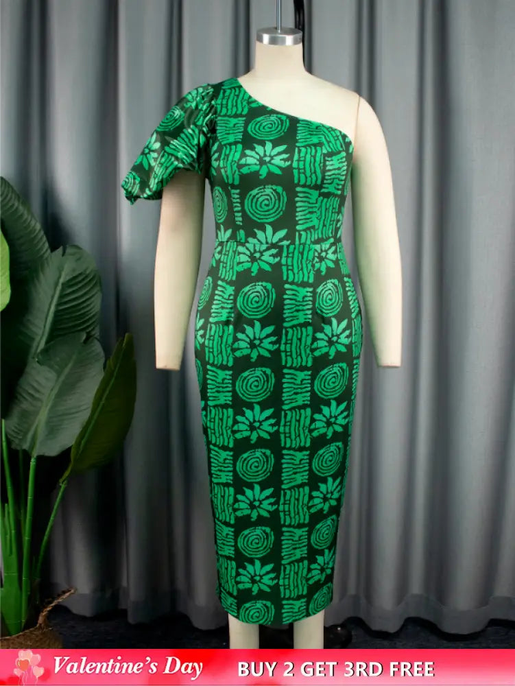green printed bodycon dresses for women