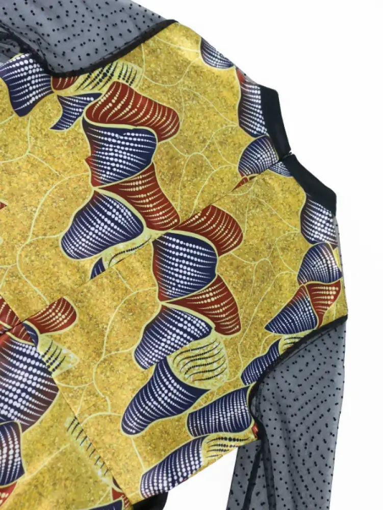 AOMEI See Through Printed Dresses A Line Midi