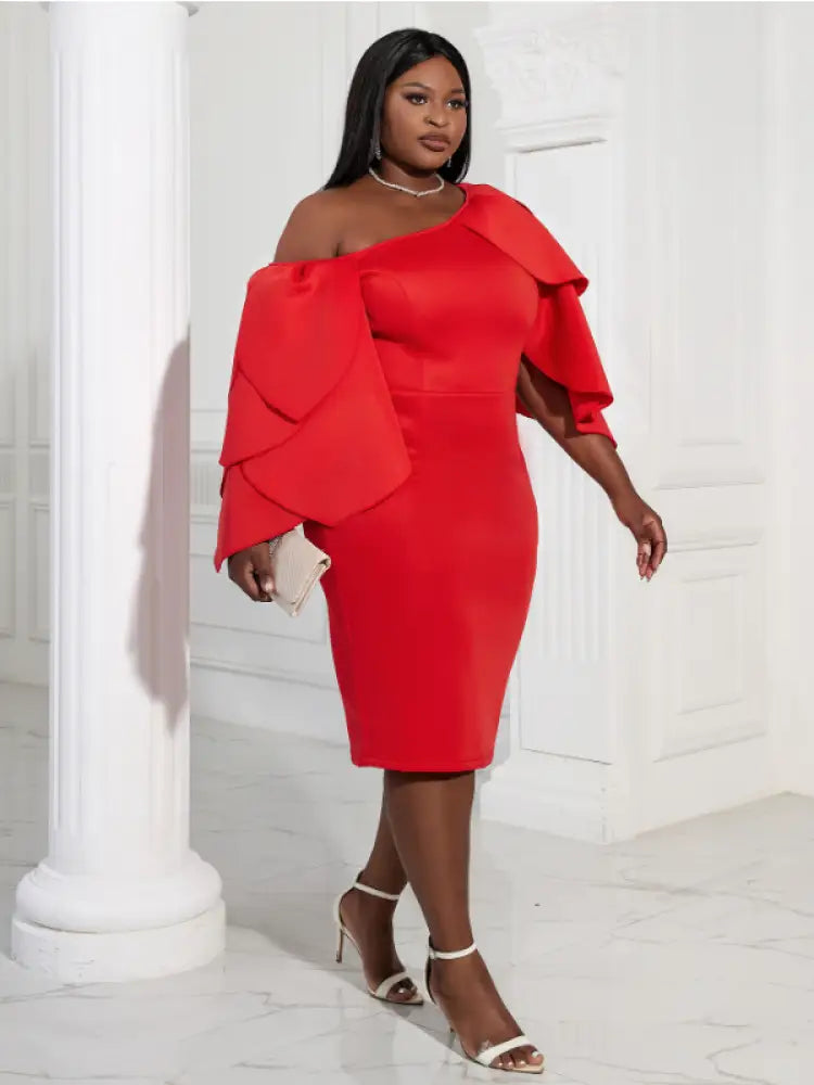 AOMEI Sexy Bodycon Cascading Ruffles Sleeves Birthday Party Dresses