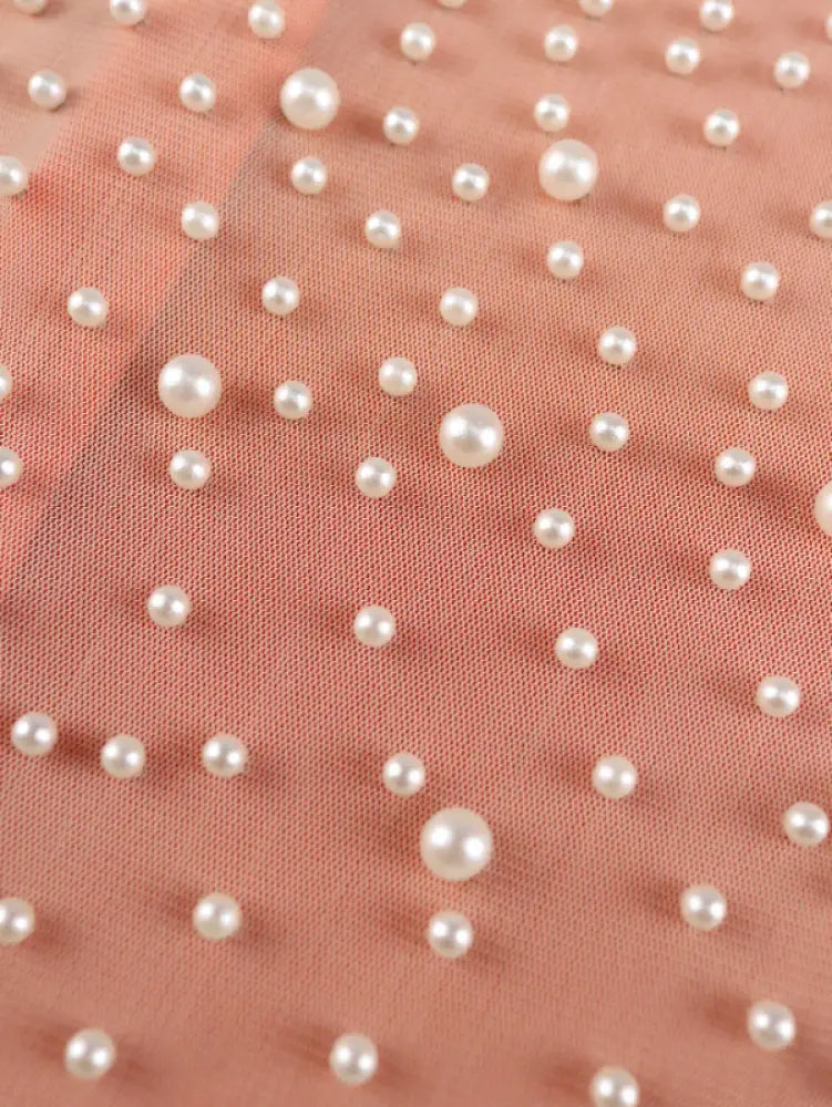 AOMEI Sexy See Through Beaded Midi Dress