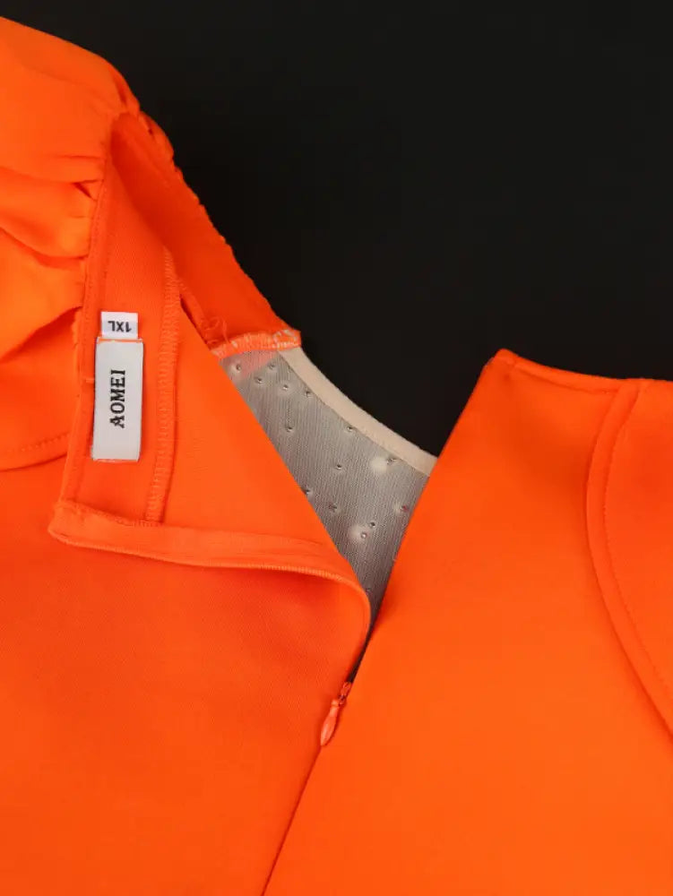 AOMEI Sexy See Through Beaded Midi Dress