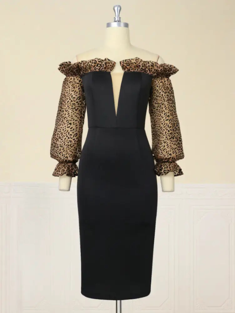 AOMEI Strapless Deep V Neck Pencil Dress Bodycon