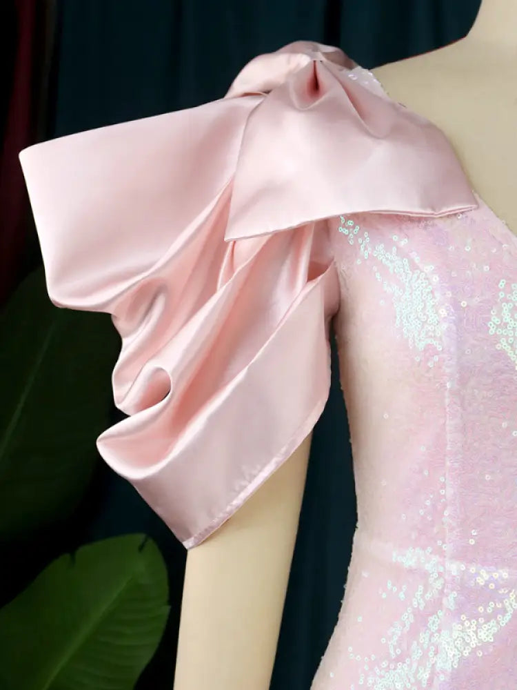 AOMEI V Neck Shiny Bodycon Long Party Dress