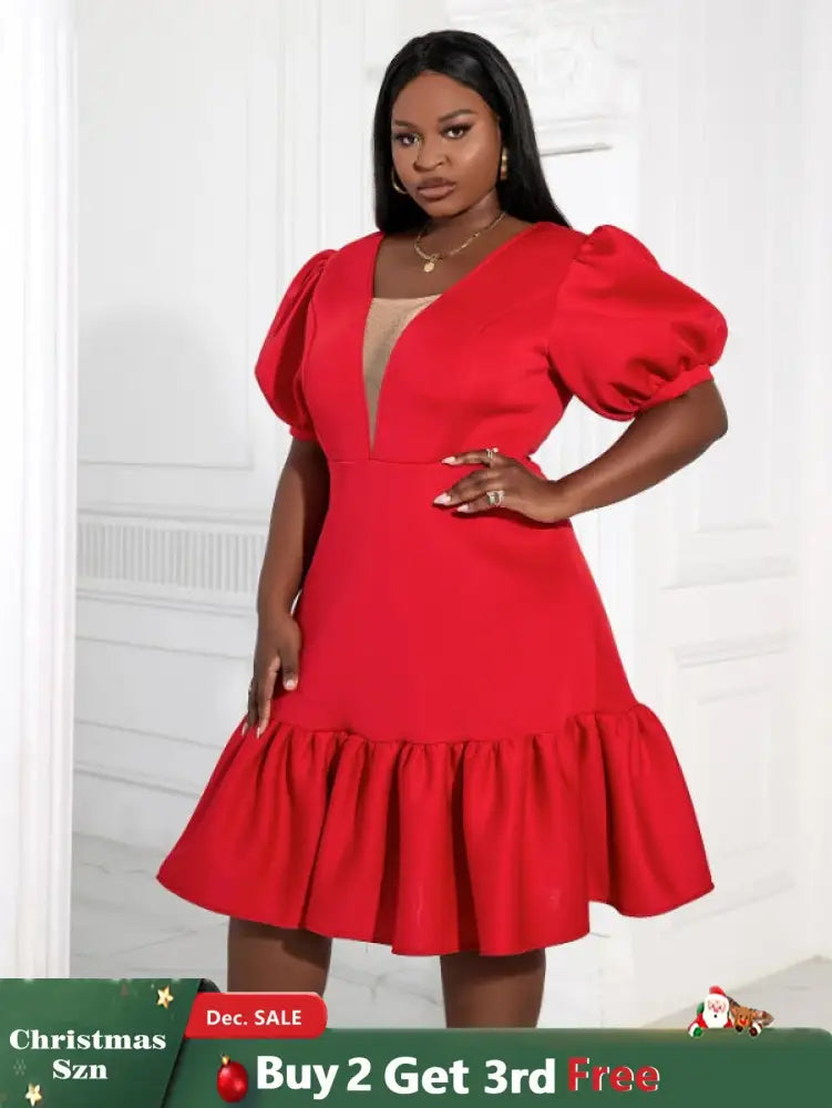 AOMEI Women A-Line Red Dress Party 2023 New