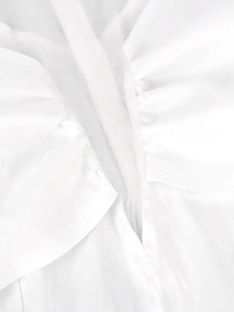 AOMEI Women High Neck See Through White Blouse