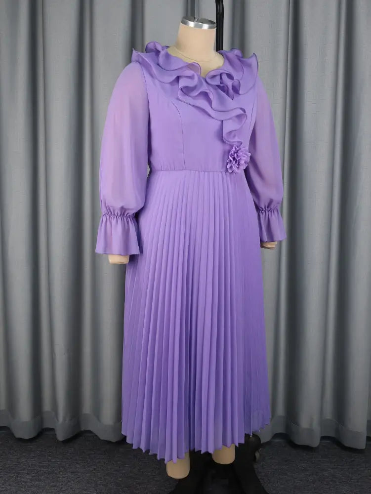 AOMEIDRESS A Line Chiffon Dress V Neck Puff Sleeve Ruffles Gowns New