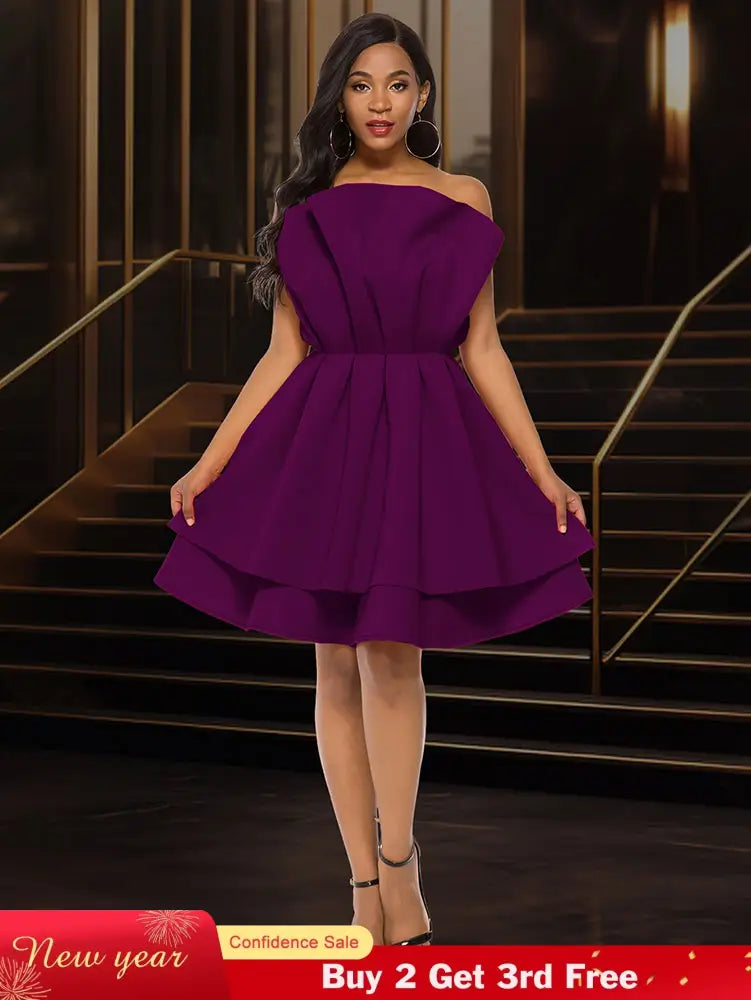 AOMEIDRESS A Line Gown for Women Formal summer Wedding Guest Dress DarkPurple / S