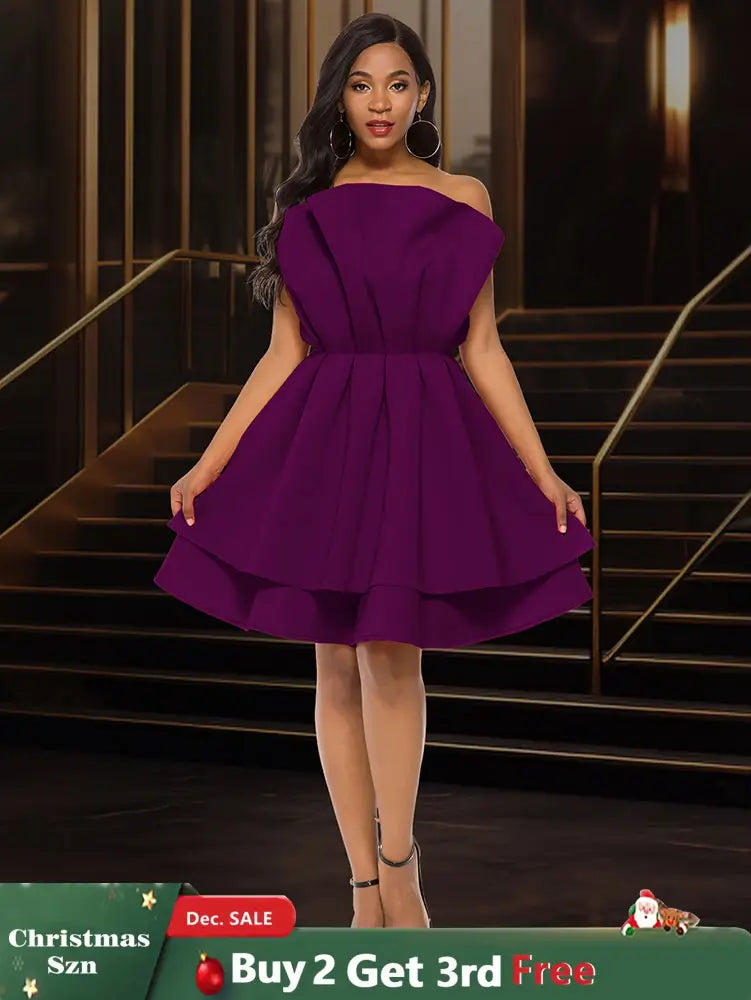 AOMEIDRESS A Line Gown for Women Formal summer Wedding Guest Dress DarkPurple / S