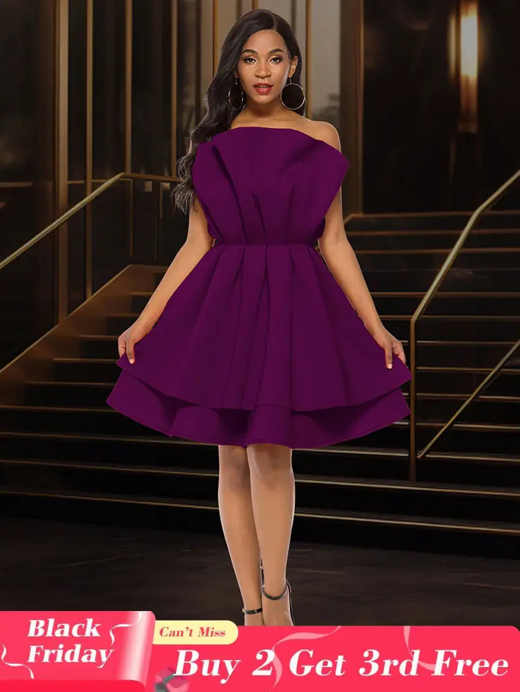 AOMEIDRESS A Line Gown for Women Formal summer Wedding Guest Dress DarkPurple / S