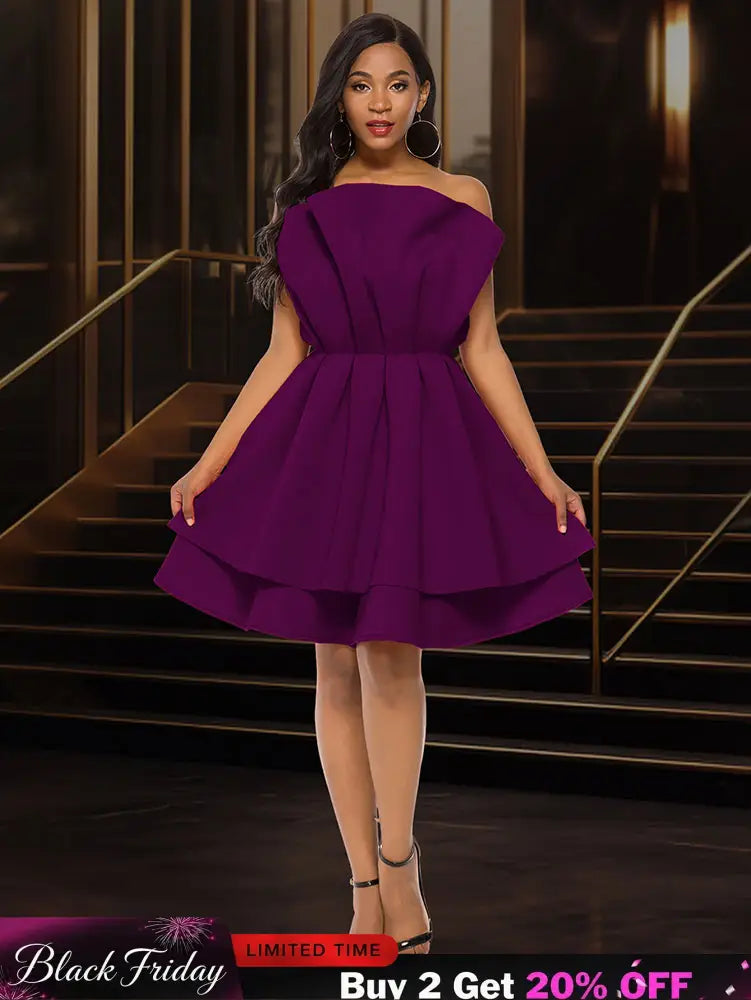 AOMEIDRESS A Line Gown for Women Formal summer Wedding Guest Dress DarkPurple / S
