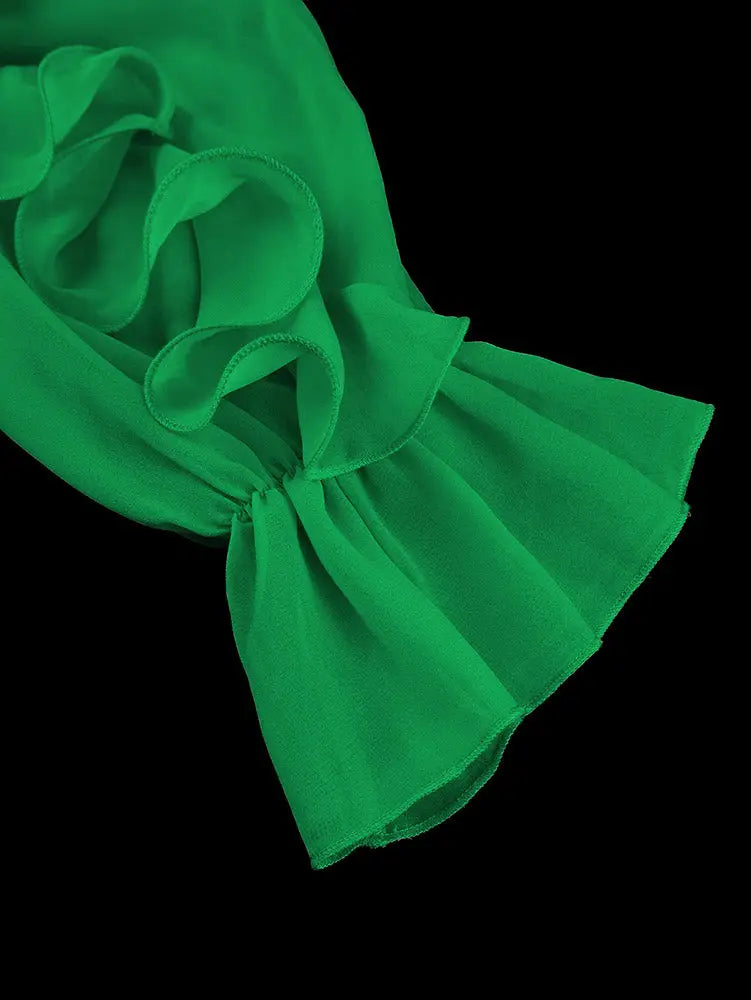 AOMEIDRESS A Line Off shoulder Chiffon Pleated Dress Ruffle 3D Flower