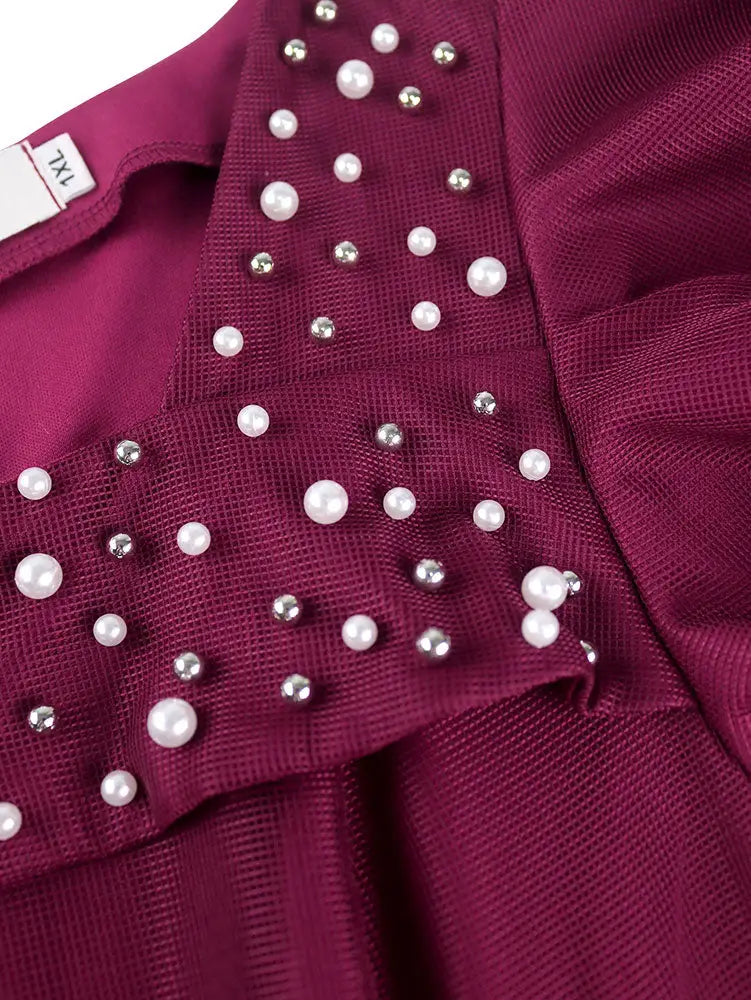 AOMEIDRESS A Line Party Dresses Beading Ruffles Sleeves Lining With Waist Buckle Elegant Curve Ladies