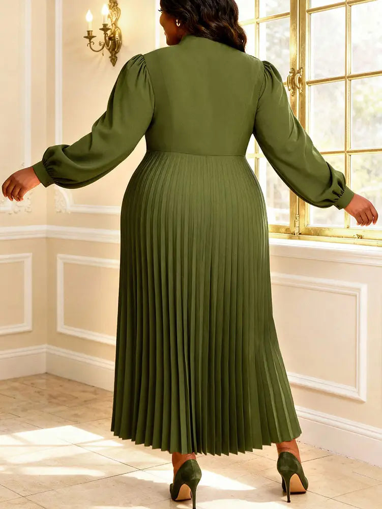 AOMEIDRESS A Line Pleated Dres Bow Tie Puff Sleeves Appliques Gowns