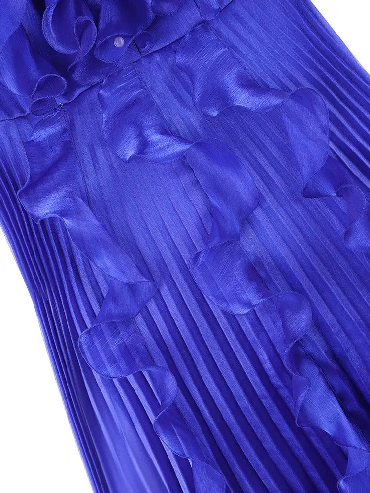 AOMEIDRESS A Line Pleated Dress Sleeveless Ruffles Chic Party Gowns