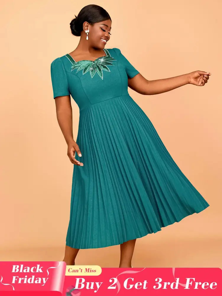 AOMEIDRESS A Line Wedding Guest Dresses V Neck Embroidered Sequin Green