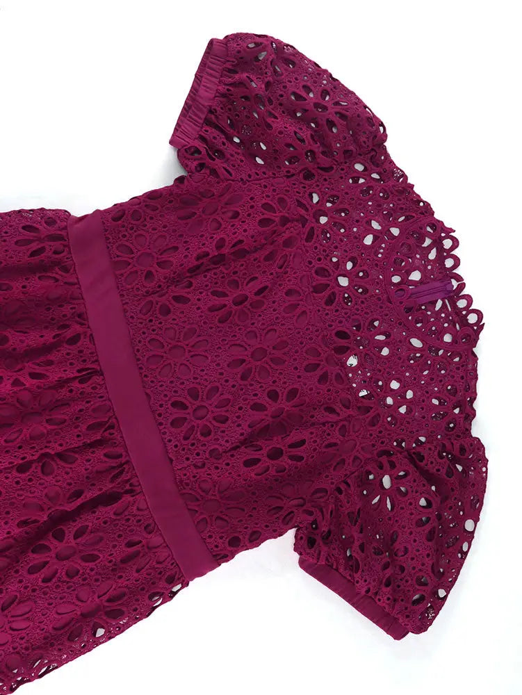 AOMEIDRESS A-line White Party Dress Hollow-out Sexy Lace Dresses