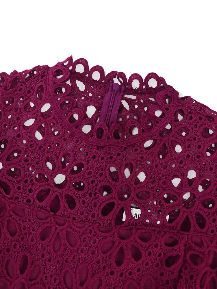 AOMEIDRESS A-line White Party Dress Hollow-out Sexy Lace Dresses