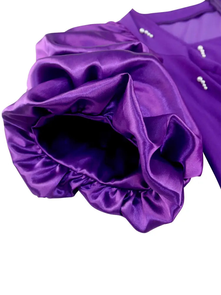 Elegant Beaded Dress Fashion Short Puff Sleeve Ruffle Square Collar Women's High Waist Dress Plus Size Valentine's Day Dresses