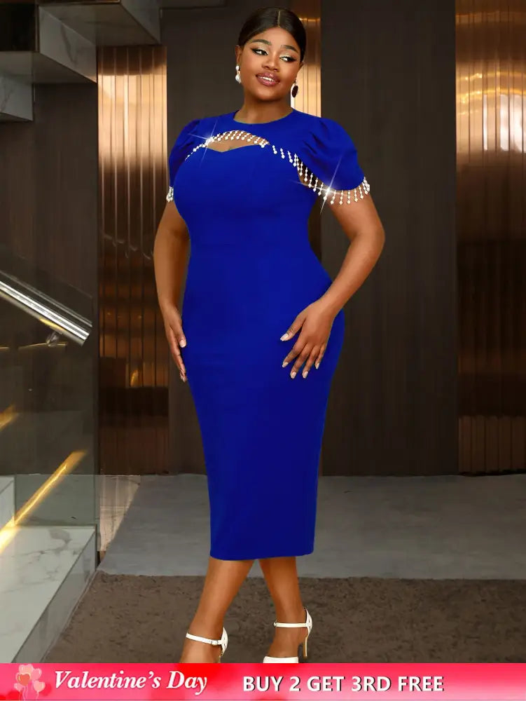 Beaded Hollow Out Bodycon Dress for Evening or Special Events