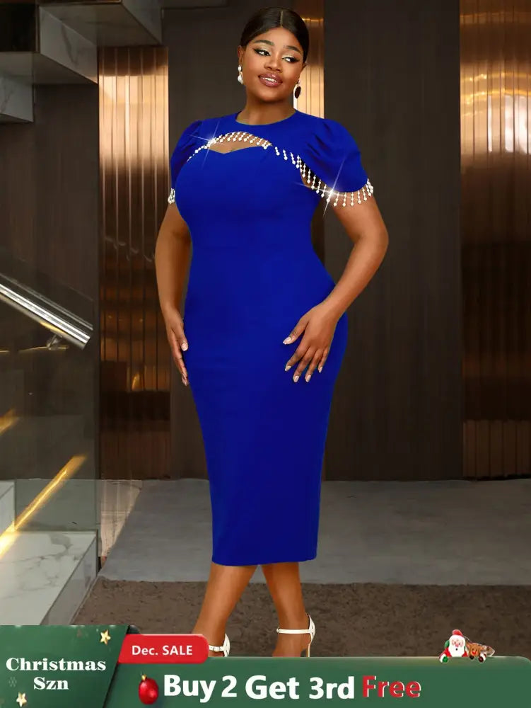 Beaded Hollow Out Bodycon Dress for Evening or Special Events