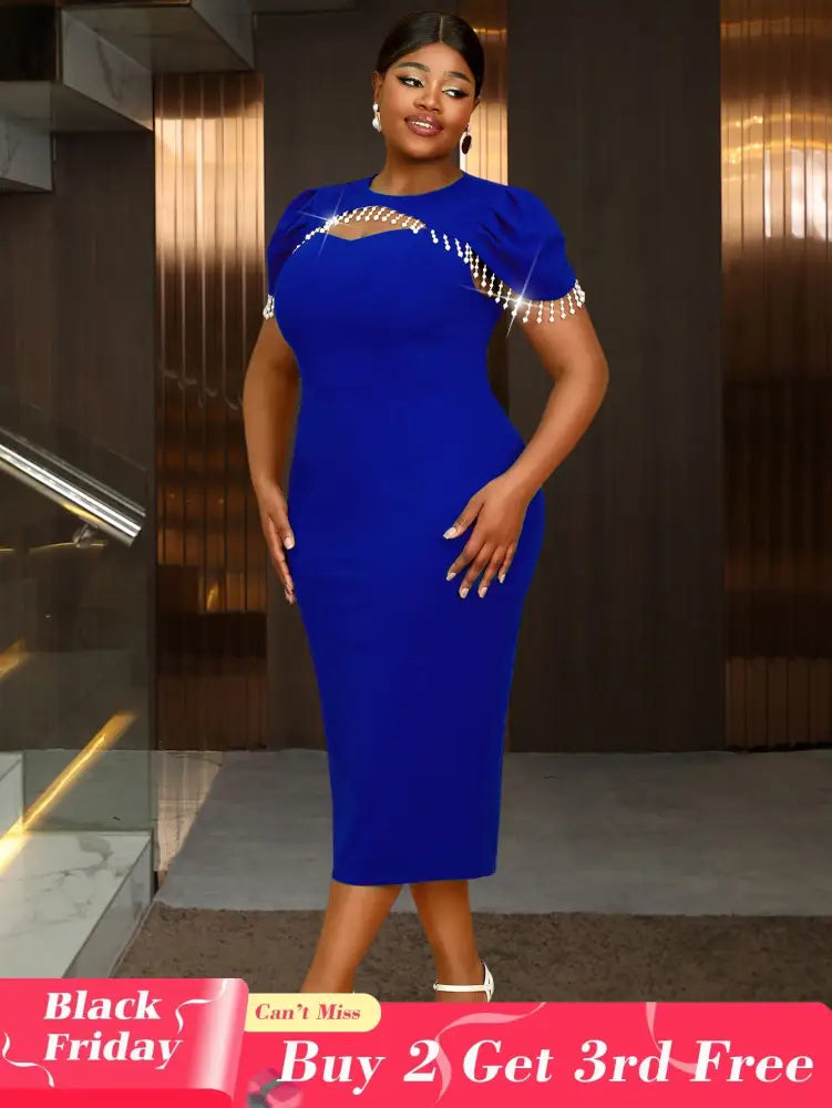 Beaded Hollow Out Bodycon Dress for Evening or Special Events