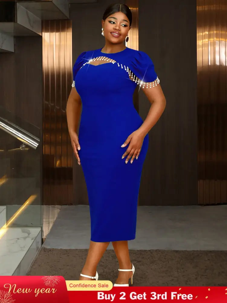 Beaded Hollow Out Bodycon Dress for Evening or Special Events