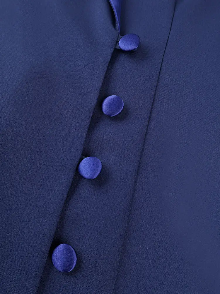 AOMEIDRESS Blazer Dress Turn Down Collar Short Sleeves Button Office