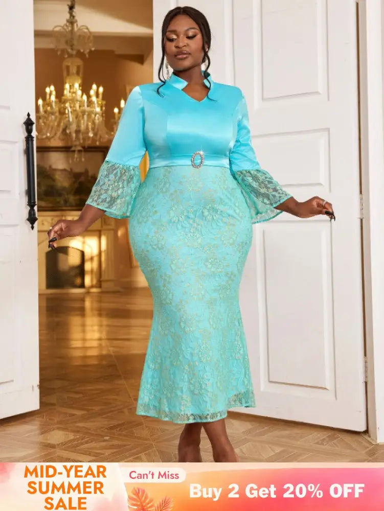 light blue v neck dresses for women