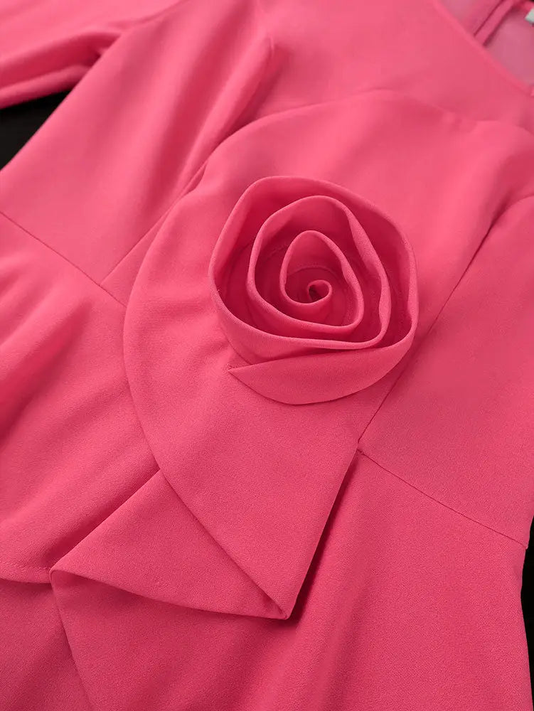 AOMEIDRESS Bodycon Peplum Dress with 3D Flower for Wedding Party