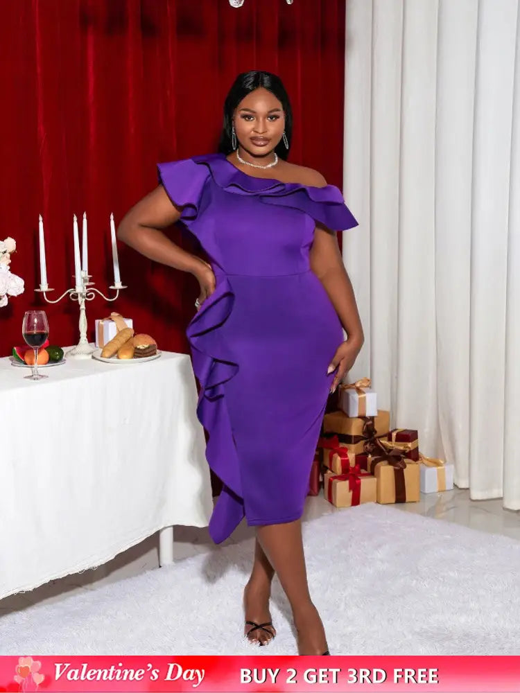 Purple Plus Size Slim Bridesmaid Dress
