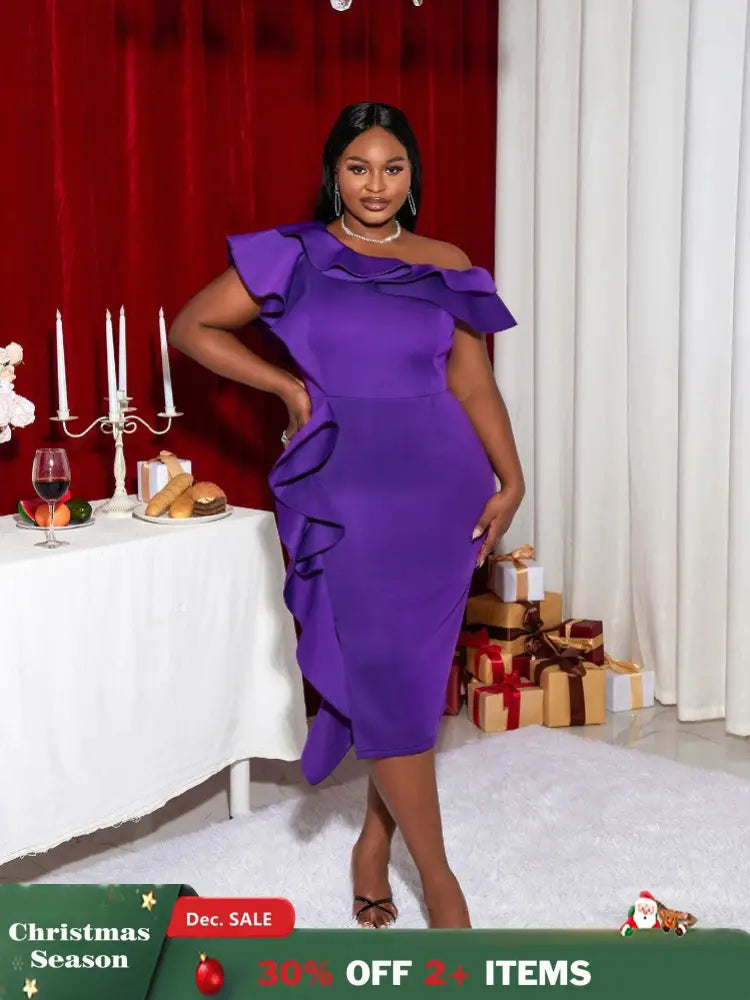 Purple Plus Size Slim Bridesmaid Dress
