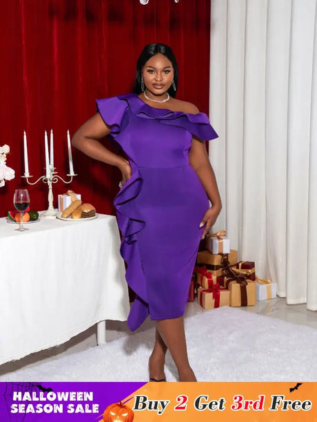 Purple Plus Size Slim Bridesmaid Dress