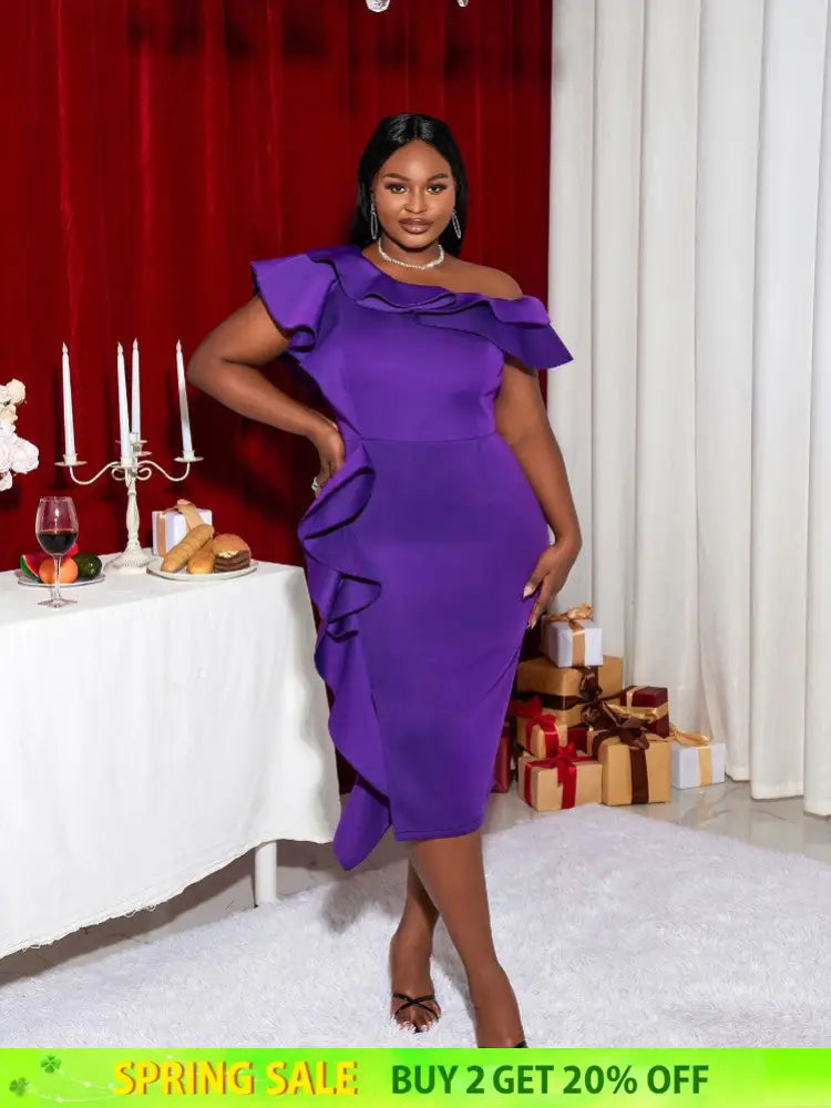 Purple Plus Size Slim Bridesmaid Dress