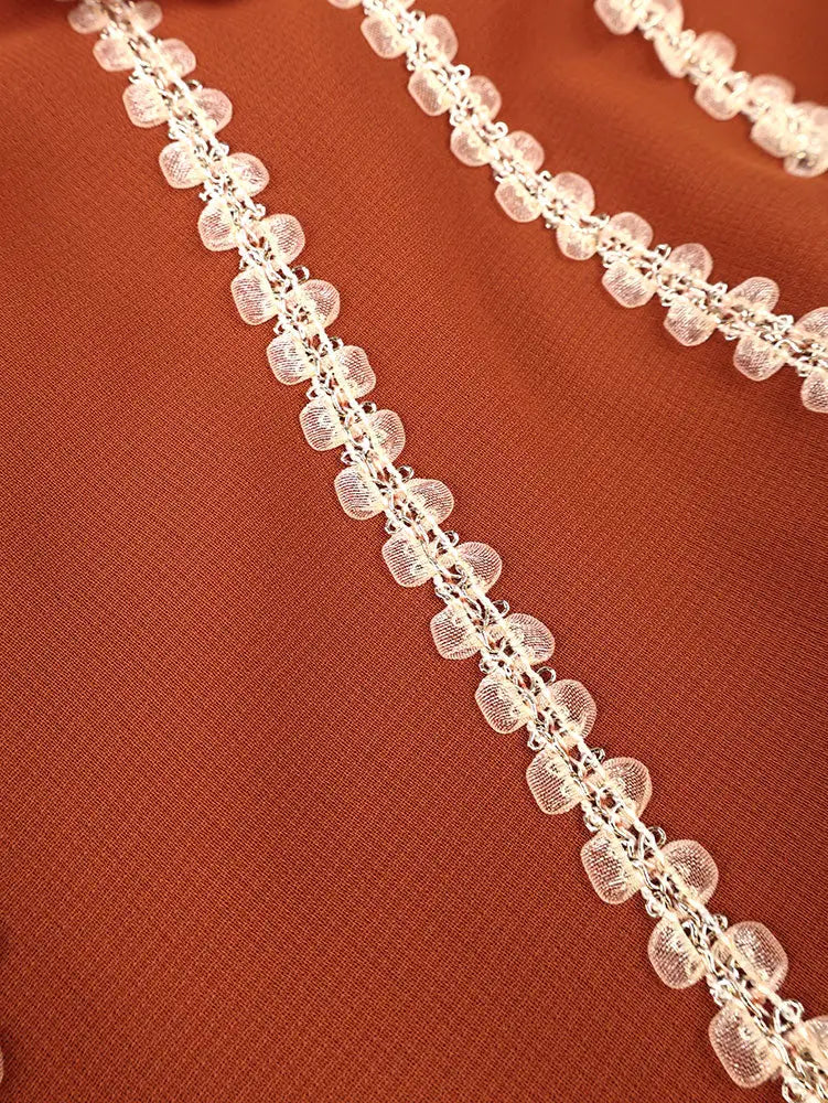 AOMEIDRESS Brown Pleated Chiffon Dress Ruffle Sleeve Party Outfits