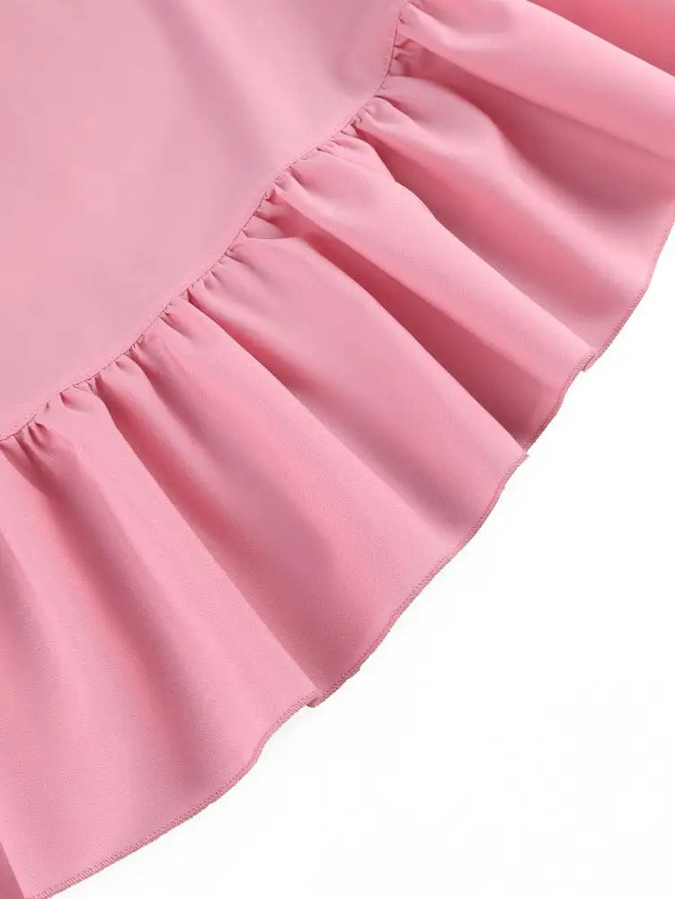 AOMEIDRESS Bubu Dresses Kaftan Loose Ruffles Africa Party Gowns Pink / One Size