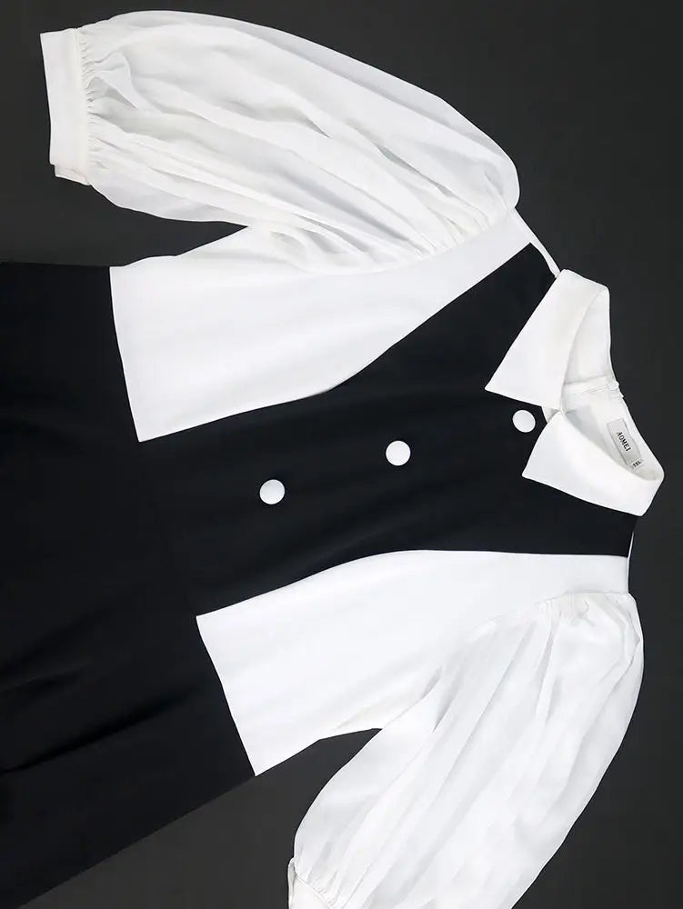 AOMEIDRESS Business Work Dresses Vintage Swing Turn-Down Collar Dress